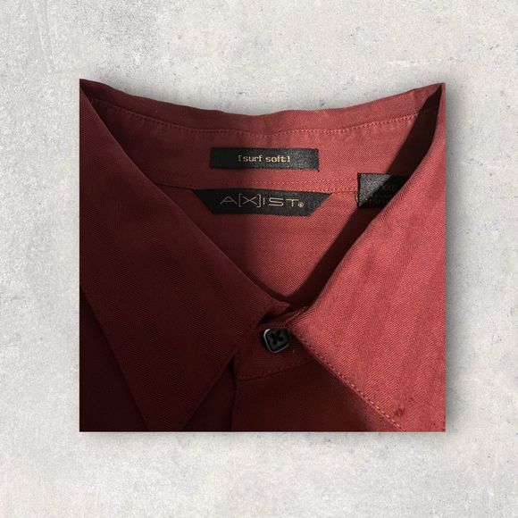 Axist Button Down Short Sleeve Casual Maroon Red Shirt Men’s XXL - Picture 2 of 3